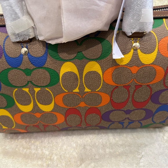 Coach Oulet Rowan Satchel Bag In Rainbow Signature Canvas - Picture 9 of 12